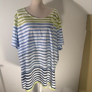 5x plus size women’s D & CO Striped T Shirt Pull Over Top casual cotton blend